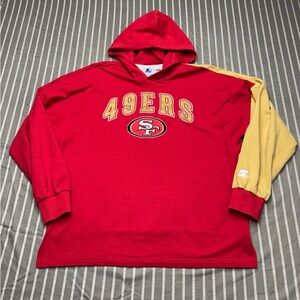 STARTER Red Hooded Pullover with White Interior Trim